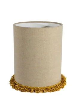 Alde & Lind Lampeskærme>Cylinder D24 Lin frans Linned/sennep