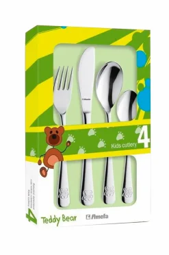 Amefa Barnevognstilbehør|Made & Trøste>Børnebestik Teddy 4 dele Stainless steel