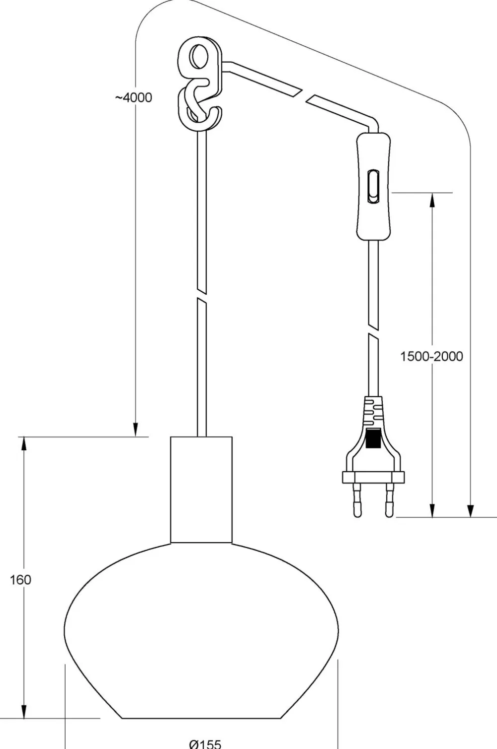 Aneta Lighting Pendler>Pendel BELL Sort/opalhvid