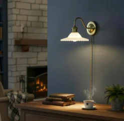 Aneta Lighting Væglamper>Væglampe Silvia Antik messing