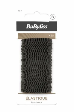 BaByliss Hårelastikker, bløde 20 stk. Matsort Grantham mat sort Clearance