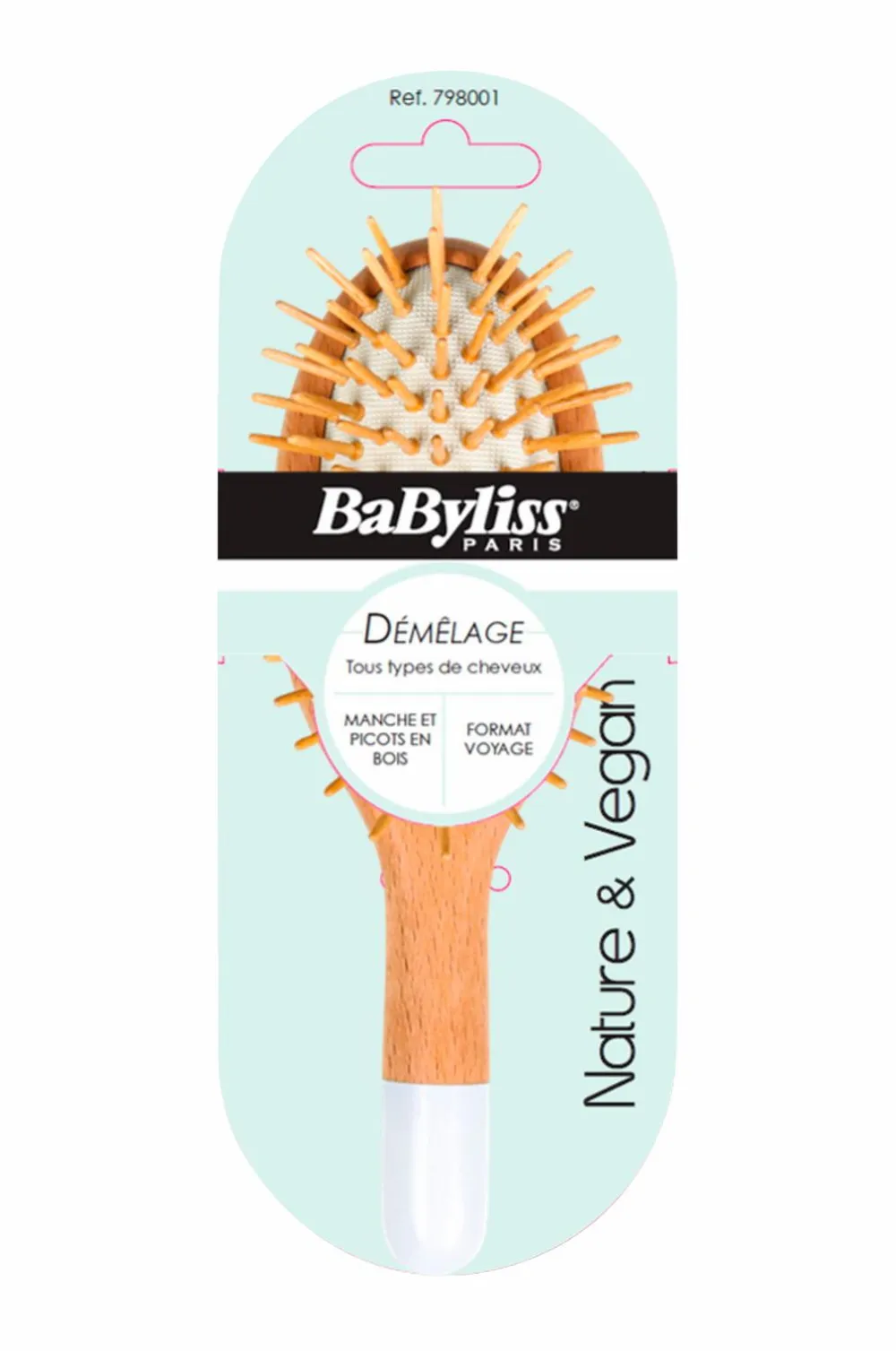 BaByliss Hårbørster>Padelbørste træ/hvid medium
