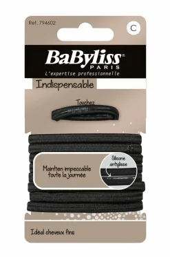 BaByliss Sort hårelastik 9 stk. anti-glid No color Clearance