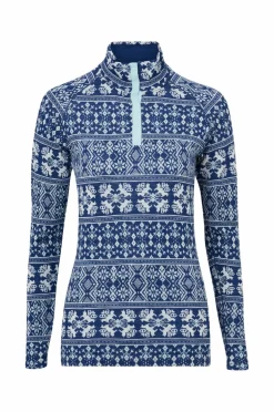 Bagheera Skiundertøj|Skiundertøj>Underställströja Merino Dalecarlian Top Polo W Navy/Turquoise