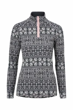 Bagheera Skiundertøj|Skiundertøj>Underställströja Merino Dalecarlian Top Polo W Darkgrey/pink