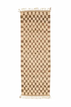 Bargi Uldtæpper>Uldtæppe Berber Chess 88x255 cm Brun