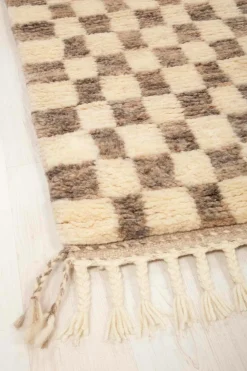 Bargi Uldtæpper>Uldtæppe Berber Chess 88x255 cm Brun