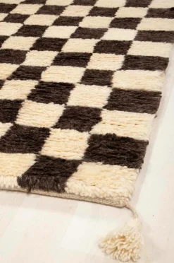 Bargi Uldtæpper>Uldtæppe Berber Chess 175x235 cm Brun