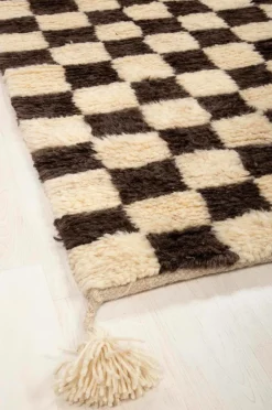 Bargi Uldtæpper>Uldtæppe Berber Chess 130x185 cm Hvid