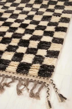 Bargi Uldtæpper>Uldtæppe Berber Chess 84x209 cm Brun