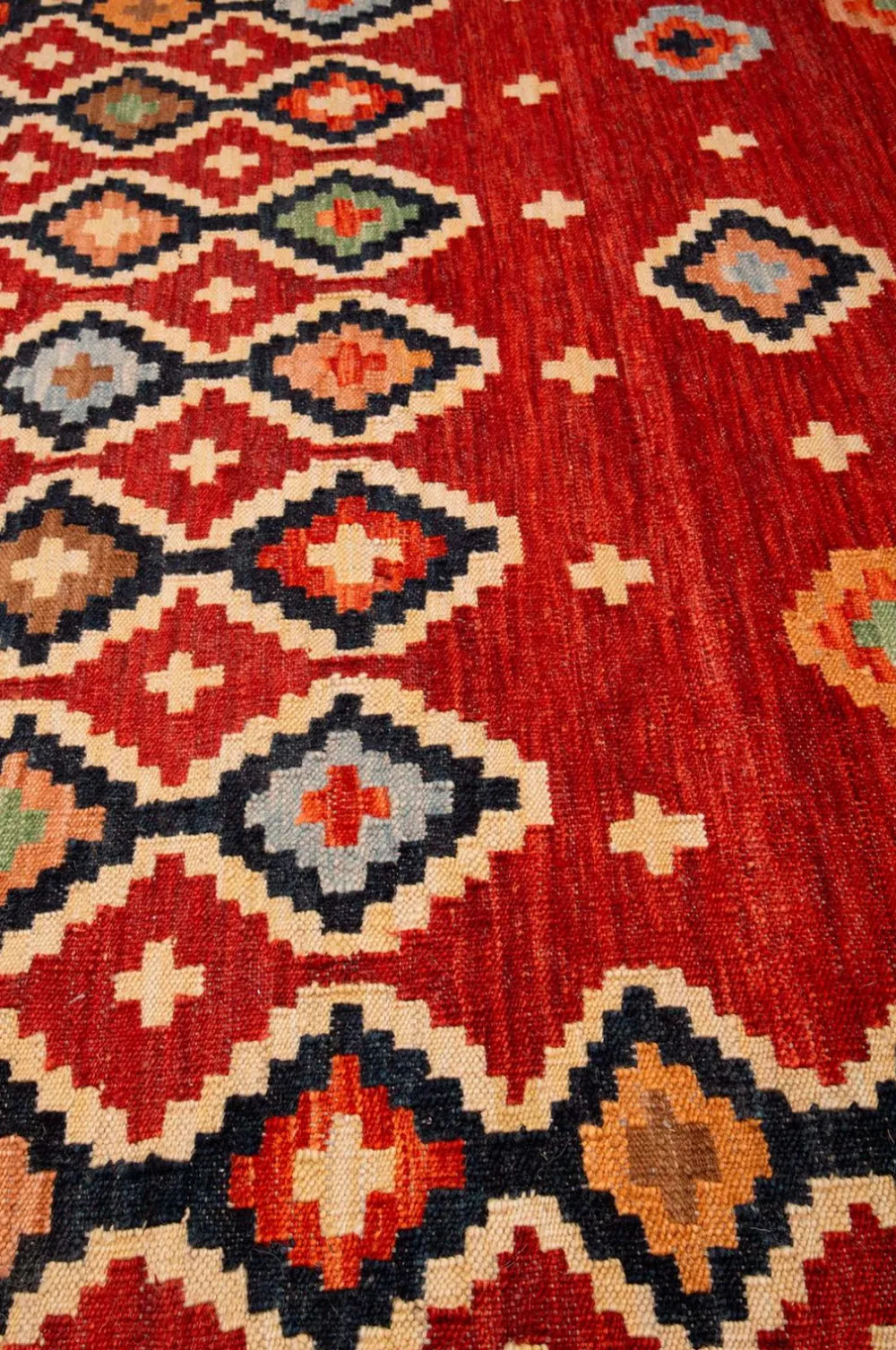 Bargi Woolcarpet Kilim Multi 256x256 cm Rød