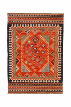 Bargi Uldtæpper|Fladvævede Tæpper>Woolcarpet Kilim Multi 205x300 cm Rød