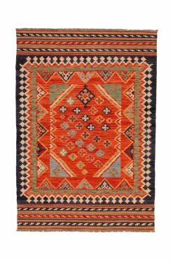 Bargi Uldtæpper|Fladvævede Tæpper>Woolcarpet Kilim Multi 205x300 cm Rød