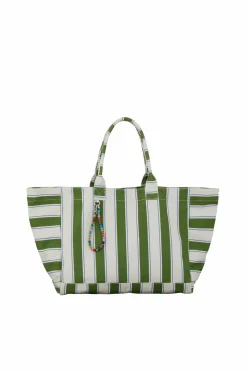 Becksöndergaard Taske Stripie Canvas Camila Banana palm green Sale