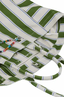 Becksöndergaard Taske Stripie Canvas Camila Banana palm green Sale