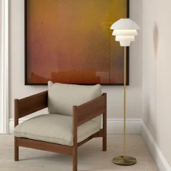 Belid Gulvlamper>Gulvlampe Valencia Flad hvid/messing