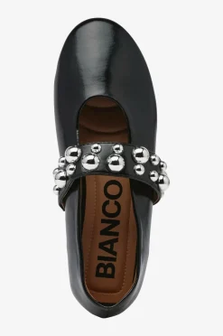 Bianco Ballerinasko Bialuna Studded Ballet Flat Faux Leather Black New