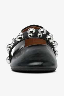 Bianco Ballerinasko Bialuna Studded Ballet Flat Faux Leather Black New