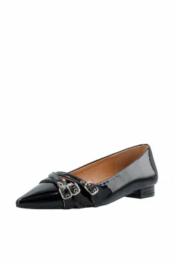 Bianco Ballerinasko Biabari Pointy Flat Buckle Faux Leather Black patent Online