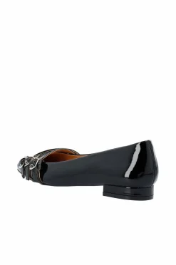 Bianco Ballerinasko Biabari Pointy Flat Buckle Faux Leather Black patent Online