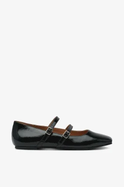 Bianco Ballerinasko>Ballerinasko Biarose Karré Double Mary Jane Flat Faux Leather Black patent