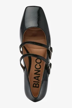 Bianco Ballerinasko>Ballerinasko Biarose Karré Double Mary Jane Flat Faux Leather Black patent