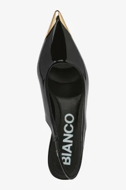 Bianco Højhælet sko biaKristin Kitten Heel Slingback Metal Toecap Patent Black gold Online