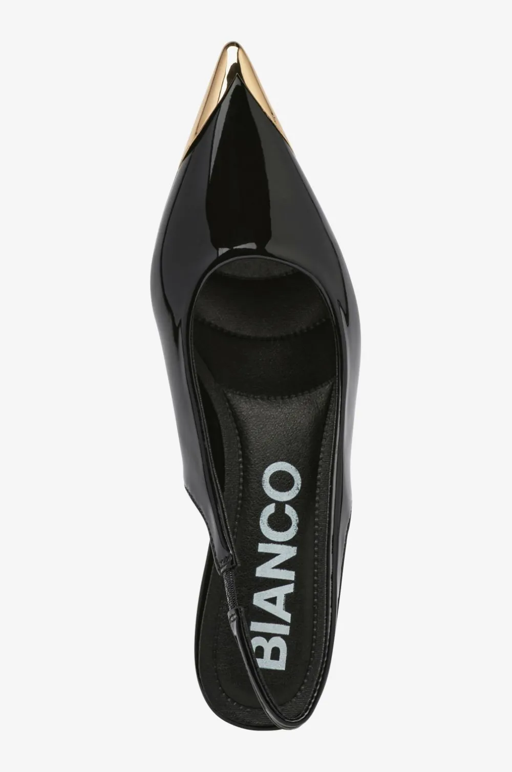 Bianco Højhælet sko biaKristin Kitten Heel Slingback Metal Toecap Patent Black gold Online
