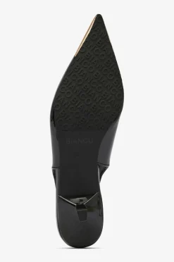 Bianco Højhælet sko biaKristin Kitten Heel Slingback Metal Toecap Patent Black gold Online