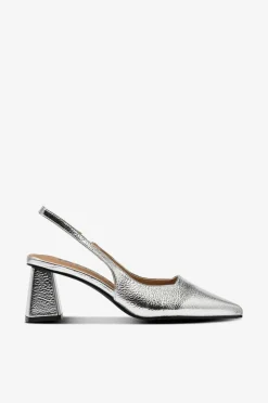 Bianco Højhælet sko biaMaralyn Slingback Metallic Sølvfarvet Clearance
