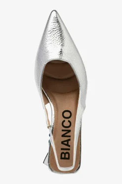 Bianco Højhælet sko biaMaralyn Slingback Metallic Sølvfarvet Clearance