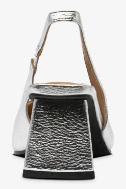 Bianco Højhælet sko biaMaralyn Slingback Metallic Sølvfarvet Clearance