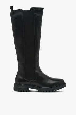 Bianco Støvle biAgina Knee High Chelsea Boot Smooth Leather Black New