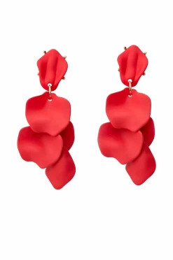 BOW19 Details Ørering Leaf Earrings Mat Matte Red