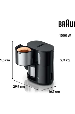 Braun Kaffe- & Espressomaskiner>Kaffemaskine / termobrygger KF1505BK PurShine 1,2 l No color