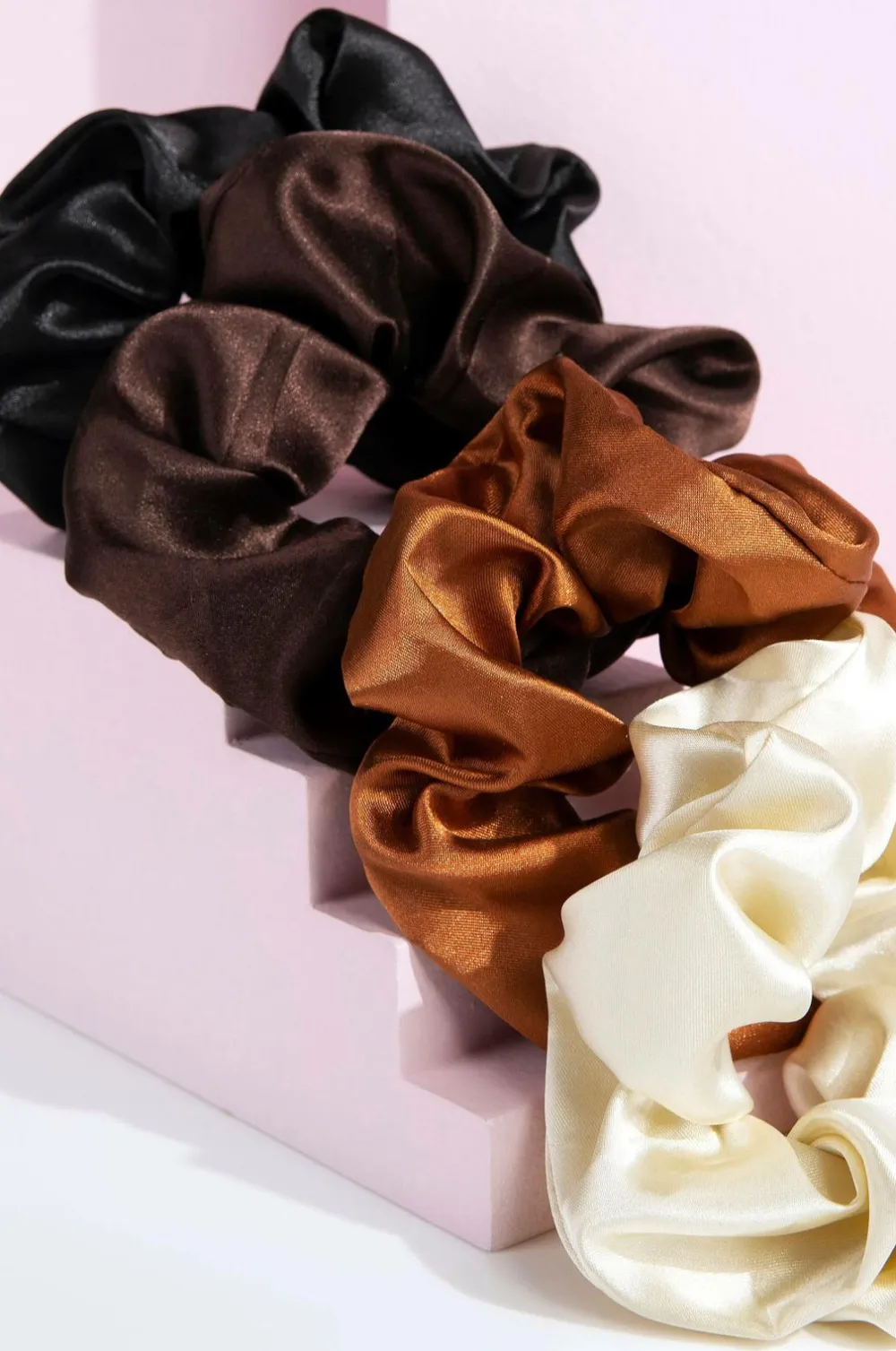 Brushworks Nude Satin Scrunchies 4 pcs Clearance