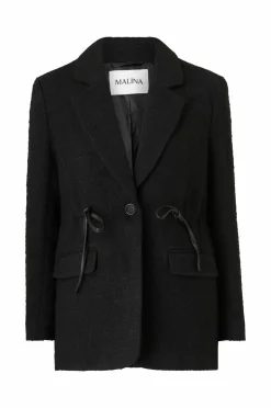 By Malina Blazere & Veste>Habitjakke Elodie Drawstring Boucle Blazer Black