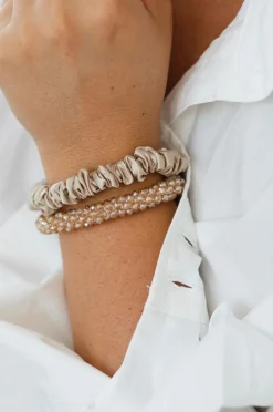 ByBarb Thin Silk Hair Tie Lys beige Discount