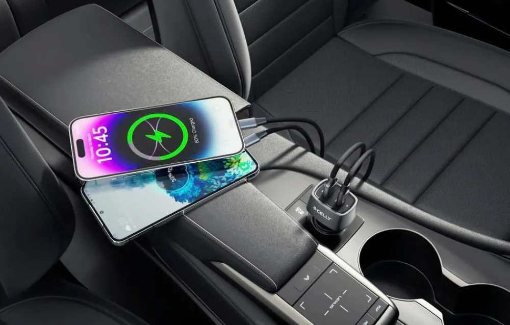 Celly Mobiltelefoner, Tablets & Tilbehør>Biloplader 1xusb-c PD 1xusb-a 65w No color