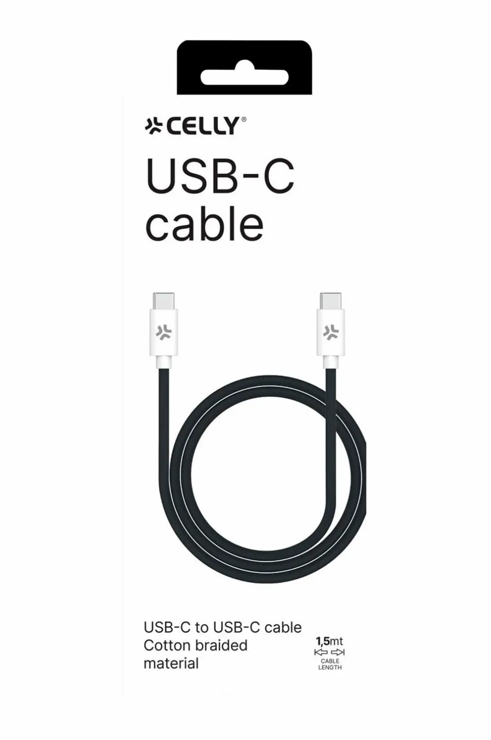 Celly Mobiltelefoner, Tablets & Tilbehør>Kabler USB-C – USB-C 60W 1,5 m No color