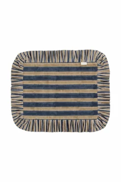 Chamois Dækkeservietter med flæser Jaipur STRIPE, sæt med 2 Beige &amp; Blue Clearance