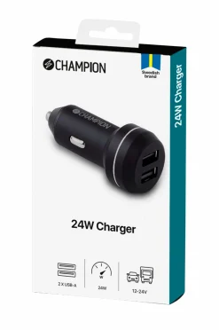 Champion Nordic Mobiltelefoner, Tablets & Tilbehør>Bilopladeren 24 W 2-port No color