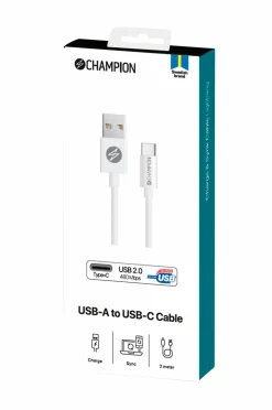 Champion Nordic Mobiltelefoner, Tablets & Tilbehør>USB kabel USB-A to USB-C 2 m No color