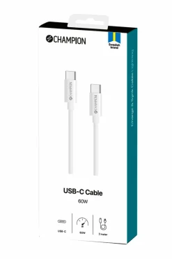 Champion Nordic Mobiltelefoner, Tablets & Tilbehør>USB-C-kabel 60W 2 m No color