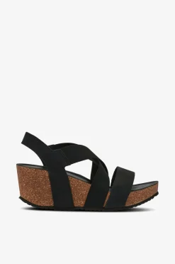 Copenhagen Shoes Højhælede Sko>Sandaler med hæl Stacia Nubuch 634 Black / Black Elast.