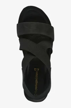 Copenhagen Shoes Højhælede Sko>Sandaler med hæl Stacia Nubuch 634 Black / Black Elast.