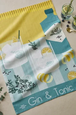 Coucke Køkkentekstiler>Køkkenhåndklæde Gin & Tonic 50x75 cm Turqouie