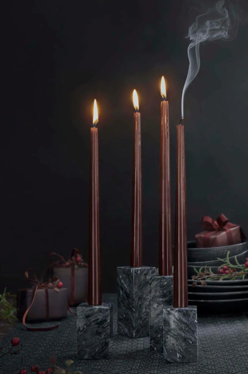 Cult Design Lysestager & Lanterner>Lysestage Marmo 12cm Asphalt