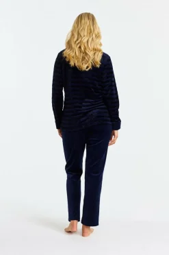 Damella Sæt Velour Suit Navy Clearance