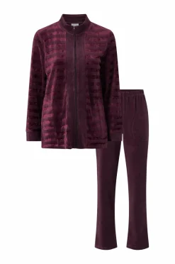 Damella Sæt Velour Suit Dark plum Outlet